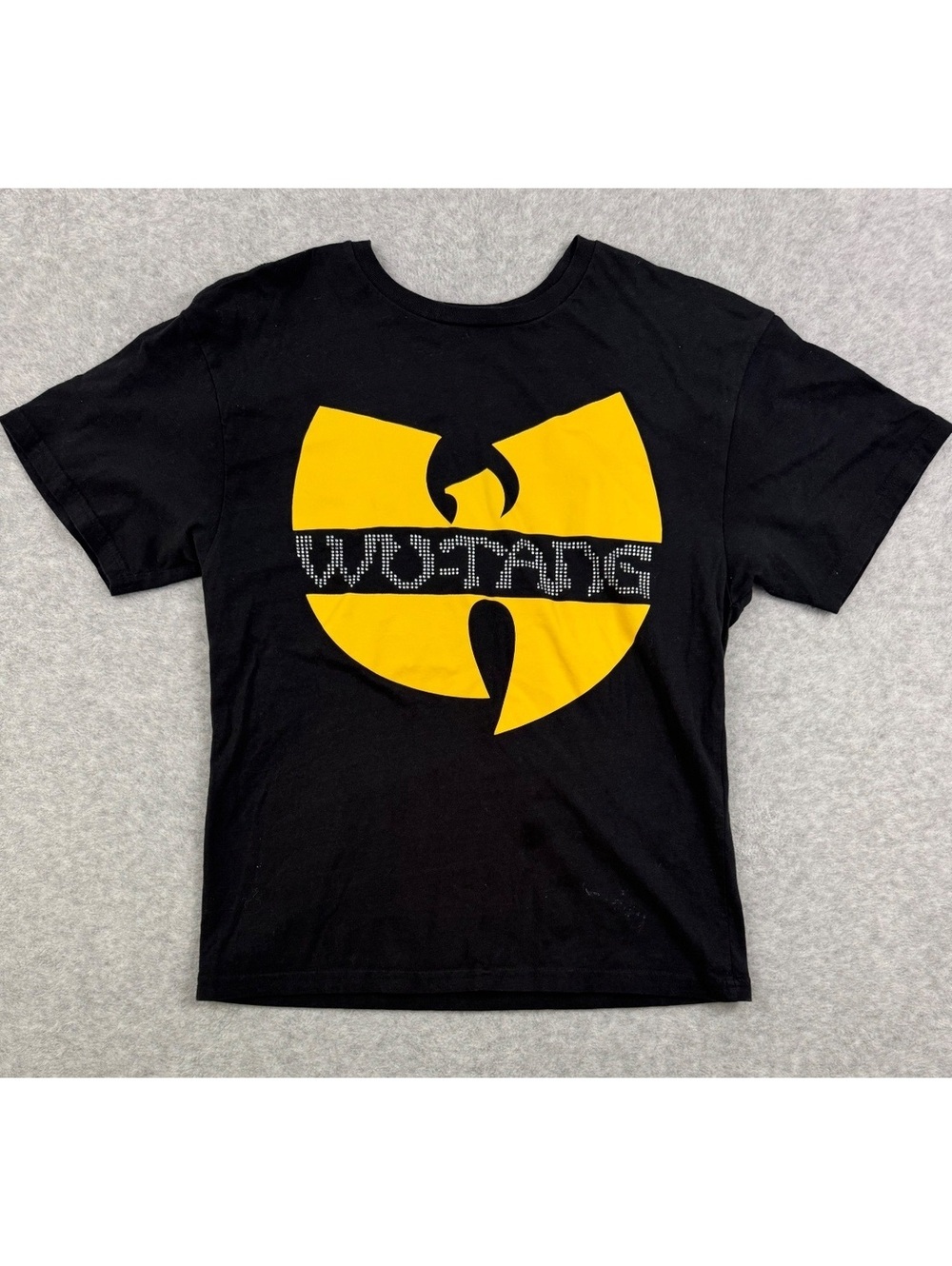 Wu-Tang Clan Logo Graphic Tee XS Black Hip Hop Rap Band T-Shirt Rhinestone